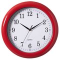 Clockswise Decorative Classic Red Round Wall Clock For Living Room, Kitchen, Dining Room, Plastic QI004510.RD